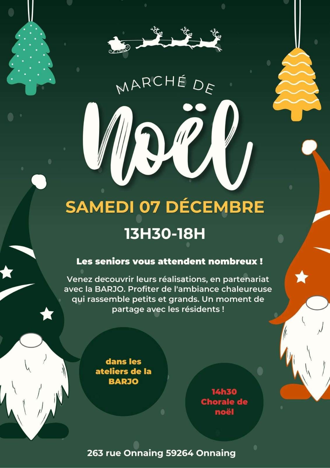 Vente privée des créations des élèves de l'atelier : couronnes , chemins de tables, décorations, céramiques artisanales et aussi vente des créations de la maison partagée watt'home onnaing. toute l après midi dans le centre d'art de la barjo 😃 chant choral à 14h30 "the song's" événement gratuit . buvette et petite restauration sur place 😘